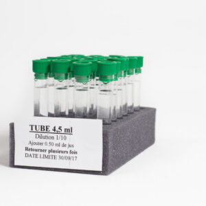 24 tubes de dilution 4,5mL d’eau pure